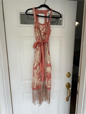 anthropologie orange fringe dress Let Me Be Tiered Fringe Ombre Dress